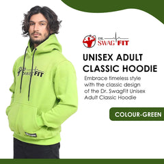 Dr. SwagFit Unisex Adult Classic Green Hoodie, Fleece Hoodie Jacket for Men and Women, Casual, Warm, Hooded Sweatshirt Pullover