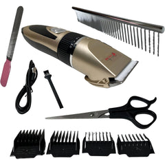 Dr. Swag Fit Professional Cordless Pet Grooming Kit, USB Rechargeable Low Noise Clipper with Detachable Blade, Ultra-Sharp Blades Rechargeable Grooming Kit, All in One Box Stress-Free Pet Grooming