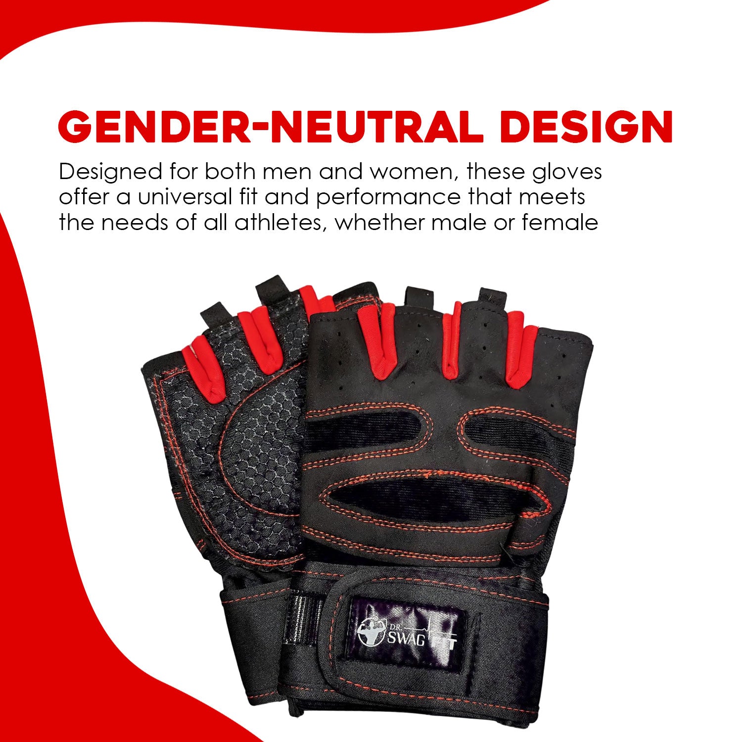 Dr. SwagFit Weight Lifting Gloves, Supportive Gym Gloves for Fitness, CrossFit, and Weight Training for Men & Women, Non-Slip, Durable Workout Gloves with Wrist Support